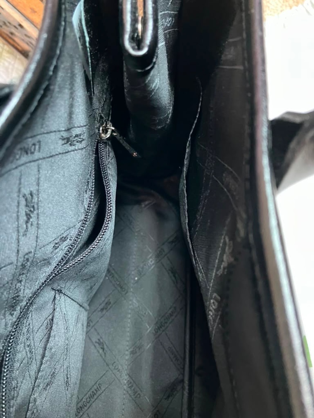 Longchamp Roseau Black Leather Tote Briefcase with Silver Accent - Picture 12 of 15